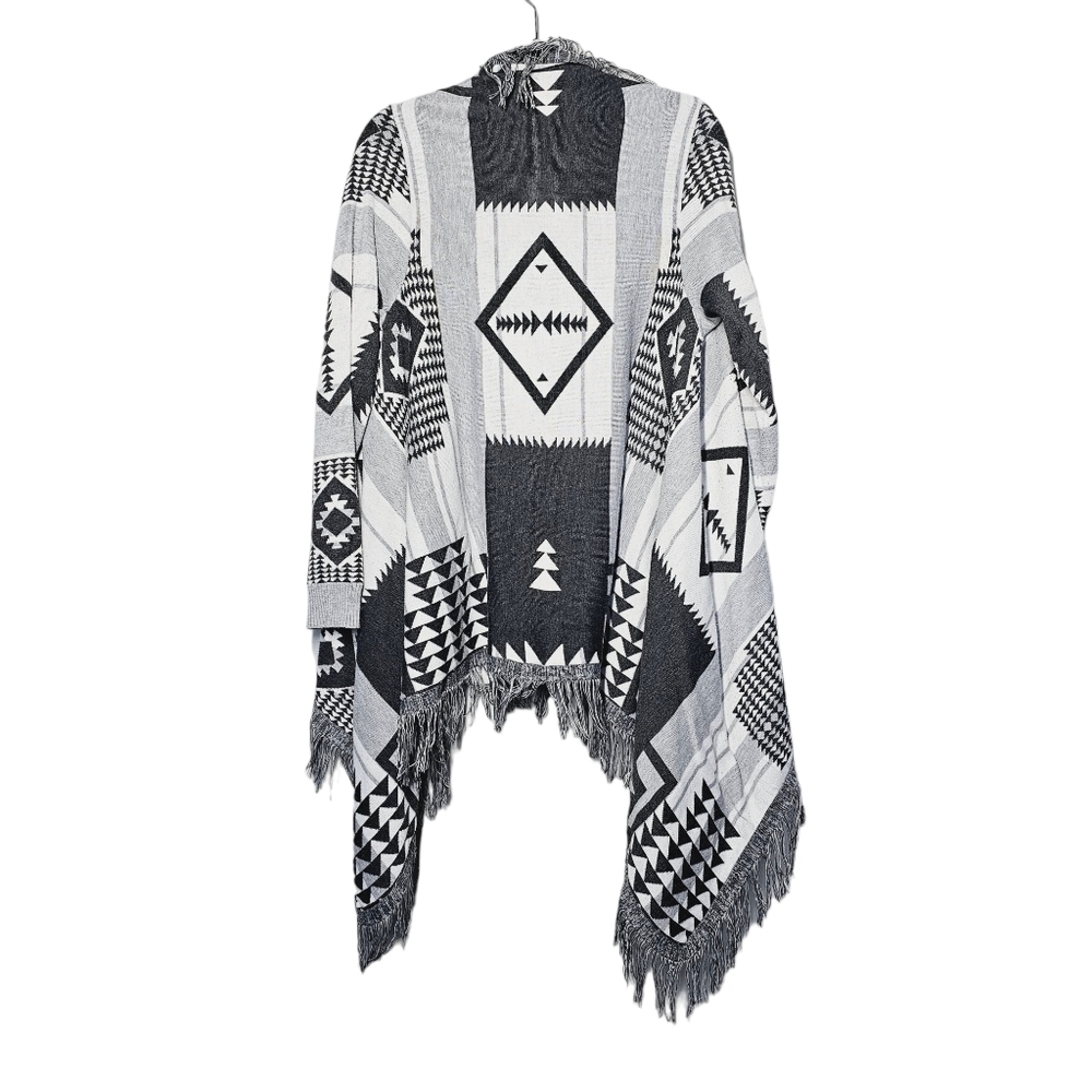 Press Aztec Pattern Fringe Lined Cardigan - Picture 6 of 7